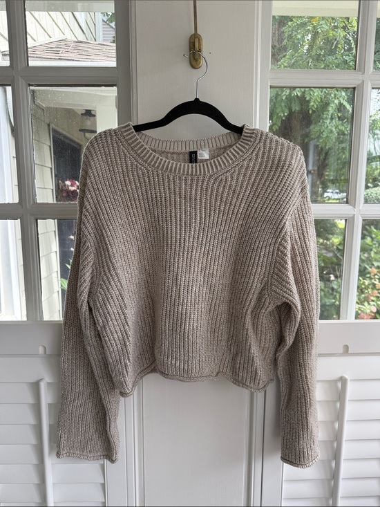 H&M Sweaters - H&M Cropped Ribbed Crewneck Sweater in Light Taupe Medium Women’s